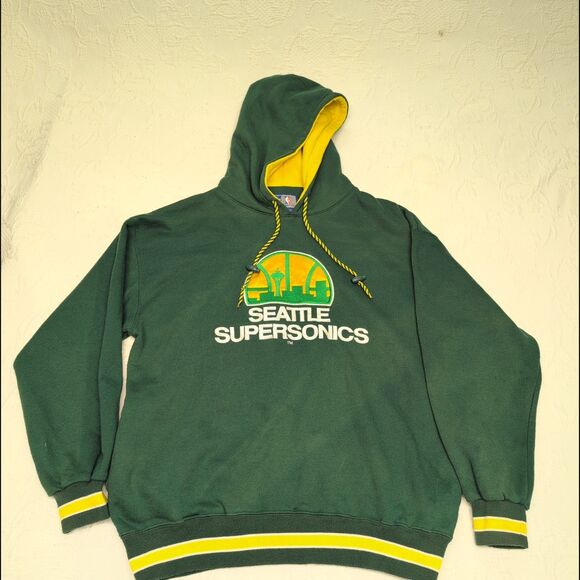 Vintage Seattle Supersonics Starter Hoodie Pullover Embroidered Pockets  L - Picture 1 of 13